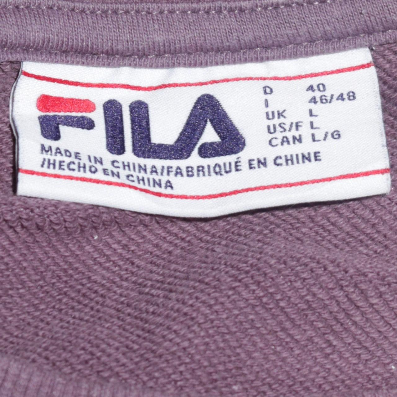 Fila Men Brown Crew Neck Pullover Sweatshirt Size L Classic Logo