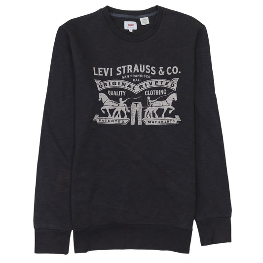 Levi's Men's Black Logo Crew Neck Long Sleeve T-Shirt Size M