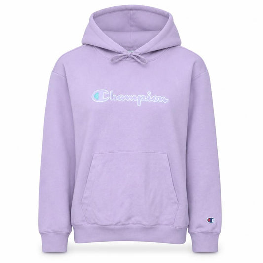 Front view of Champion Women's Purple Pullover Hoodie Medium Embroidered Logo
