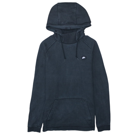 Nike Men Black Small Pullover Hoodie Fleece High Neck Logo Sportswear