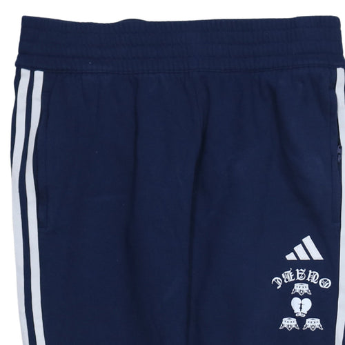 adidas Womens Blue Jogger Trousers Size M Elastic Waist Fleece