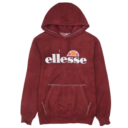 Ellesse Womens Burgundy Pullover Hoodie UK 10 Logo Sweatshirt