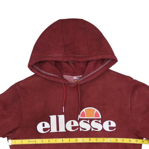 Ellesse Womens Burgundy Pullover Hoodie UK 10 Logo Sweatshirt