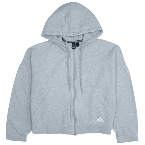 Adidas Womens Grey Full Zip Hoodie Size S Classic Hooded Sweatshirt