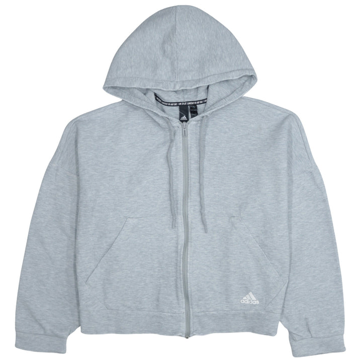 Adidas Womens Grey Full Zip Hoodie Size S Classic Hooded Sweatshirt