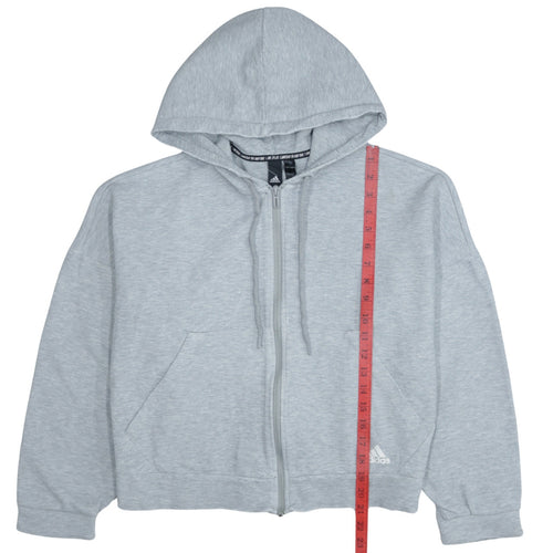 Adidas Womens Grey Full Zip Hoodie Size S Classic Hooded Sweatshirt