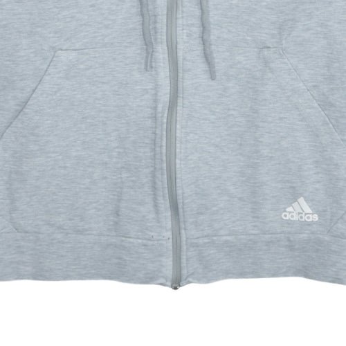 Adidas Womens Grey Full Zip Hoodie Size S Classic Hooded Sweatshirt