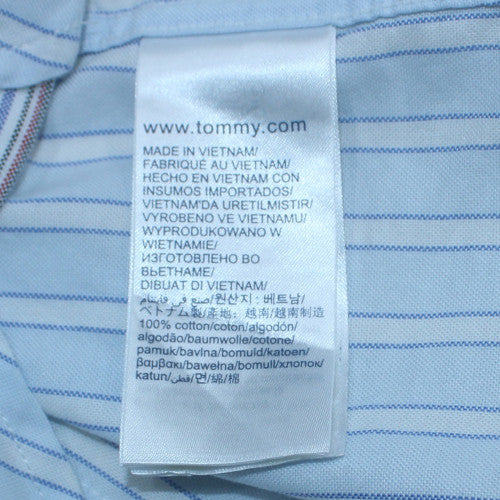 Tommy Hilfiger Men's Blue Striped Slim Fit Long Sleeve Button-Up Shirt Size S