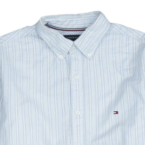 Tommy Hilfiger Men's Blue Striped Slim Fit Long Sleeve Button-Up Shirt Size S