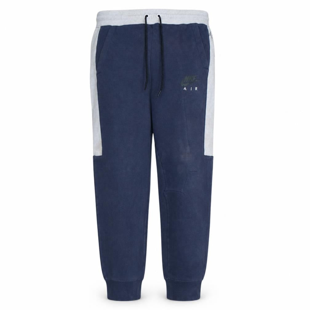 Front view of Nike Men's Blue Air Jogger Trousers, size M, Fleece Drawstring