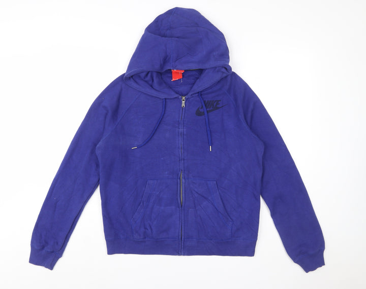 Nike Womens Blue Full Zip Hoodie Sweatshirt Medium Cotton Blend