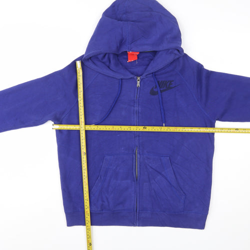 Nike Womens Blue Full Zip Hoodie Sweatshirt Medium Cotton Blend