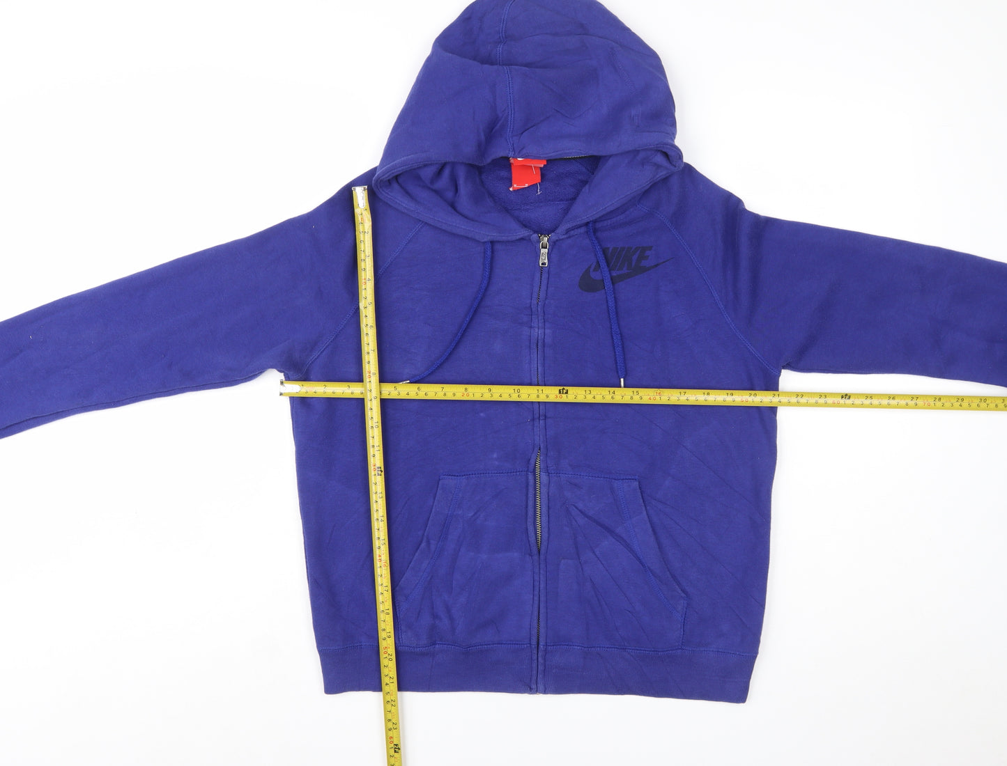 Nike Womens Blue Full Zip Hoodie Sweatshirt Medium Cotton Blend