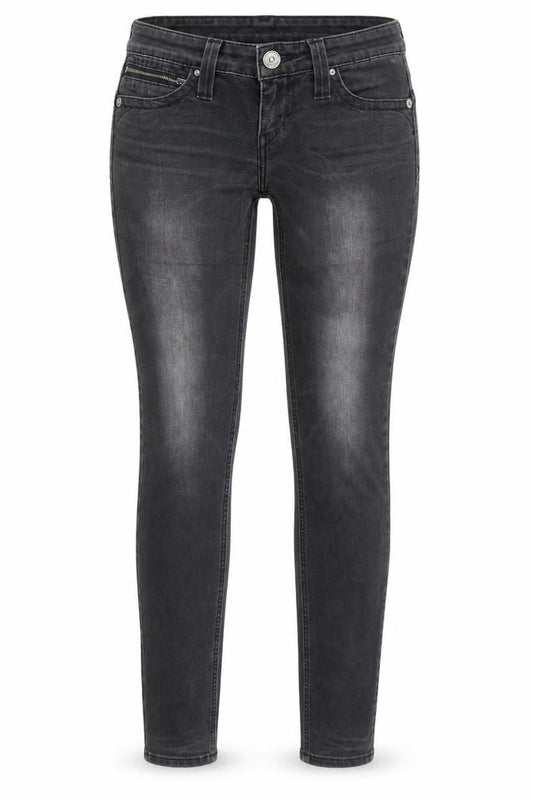 Front view of Levi's Women Black Low Rise Skinny Jeans, size 25