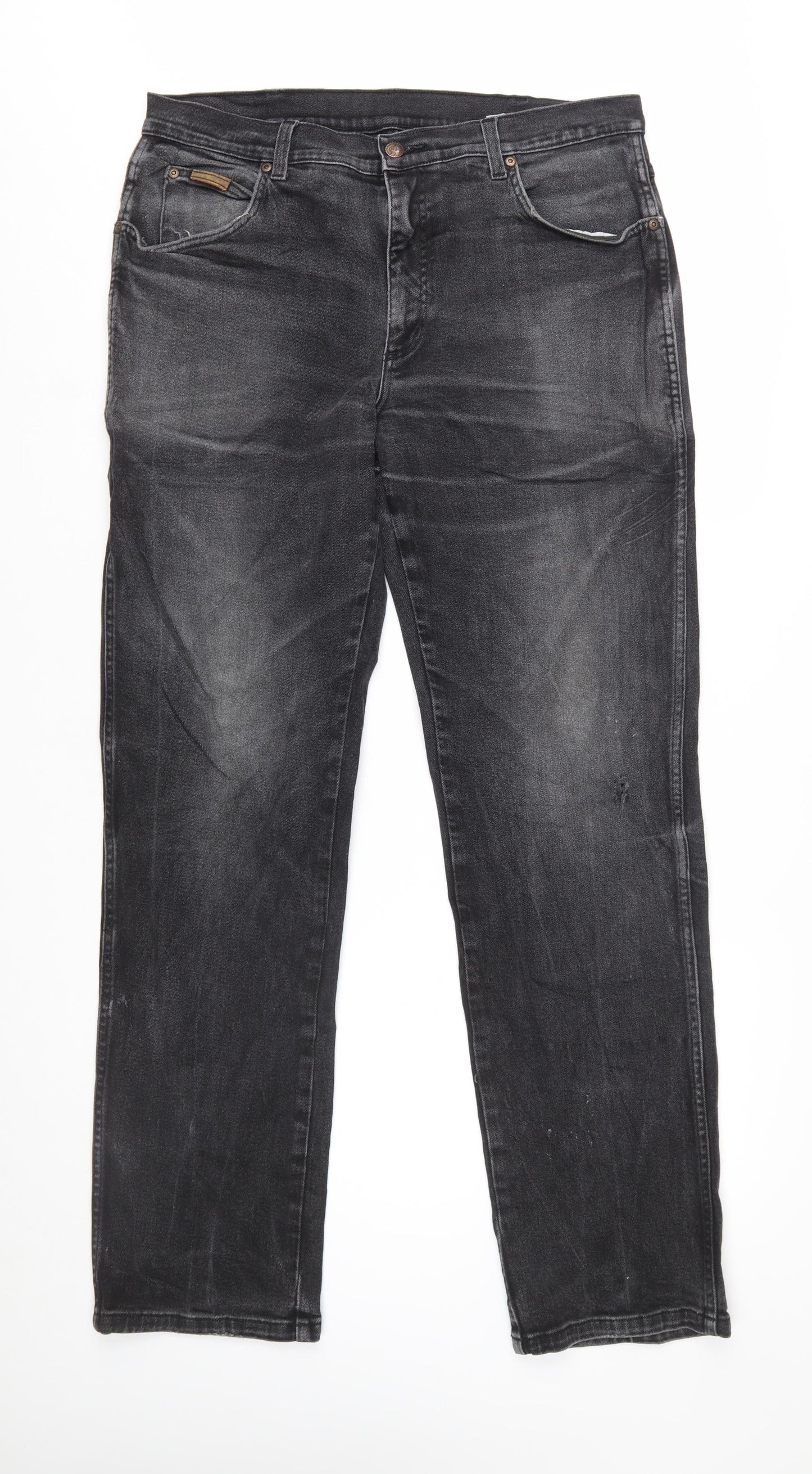 Wrangler Texas Stretch Mens Black Jeans W36 L34 Regular Fit Denim