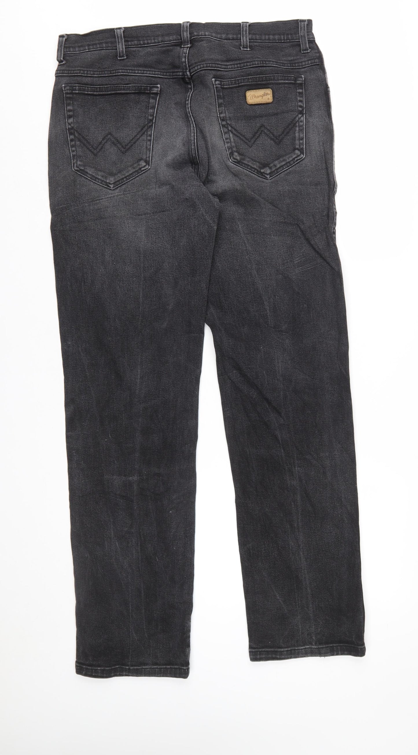 Wrangler Texas Stretch Mens Black Jeans W36 L34 Regular Fit Denim