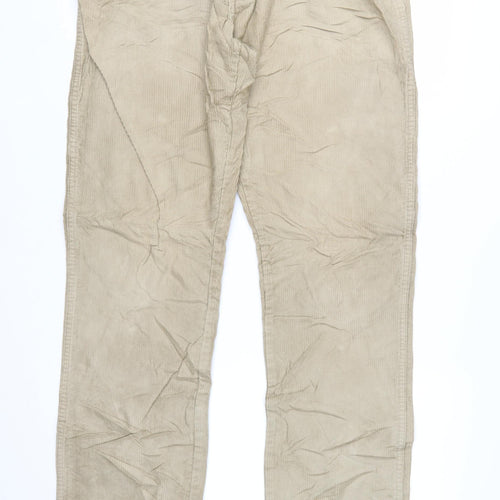 Wrangler Men Beige Texas Stretch Corduroy Chino Trousers W33 L34