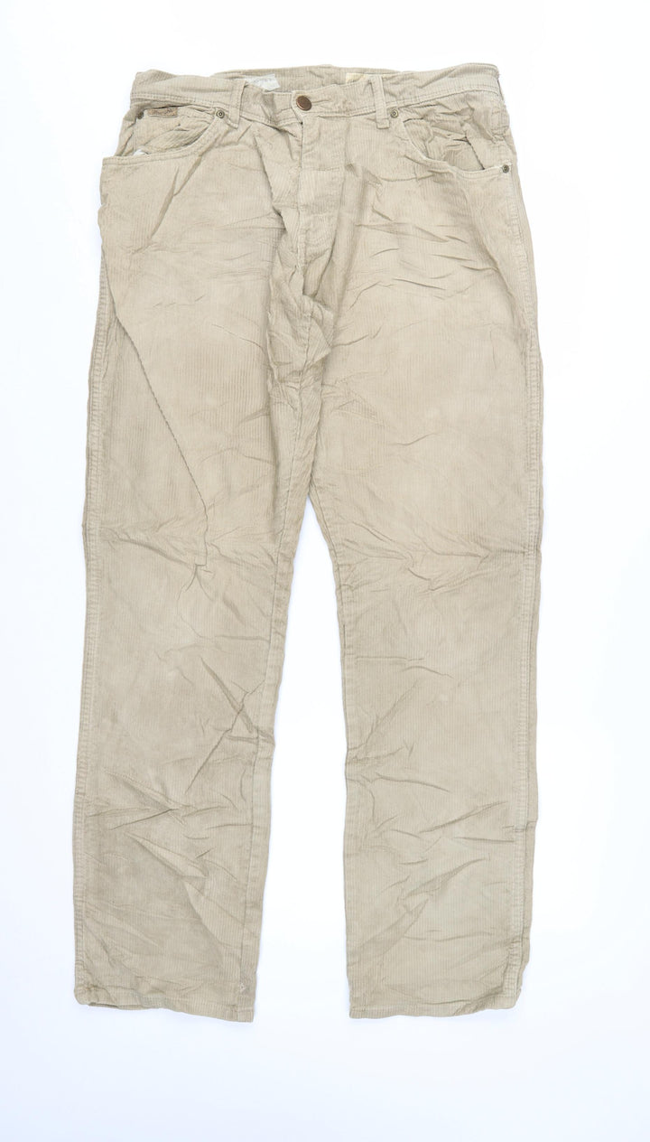 Wrangler Men Beige Texas Stretch Corduroy Chino Trousers W33 L34