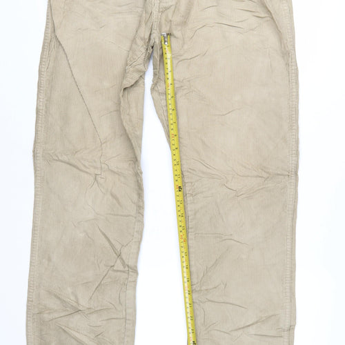 Wrangler Men Beige Texas Stretch Corduroy Chino Trousers W33 L34
