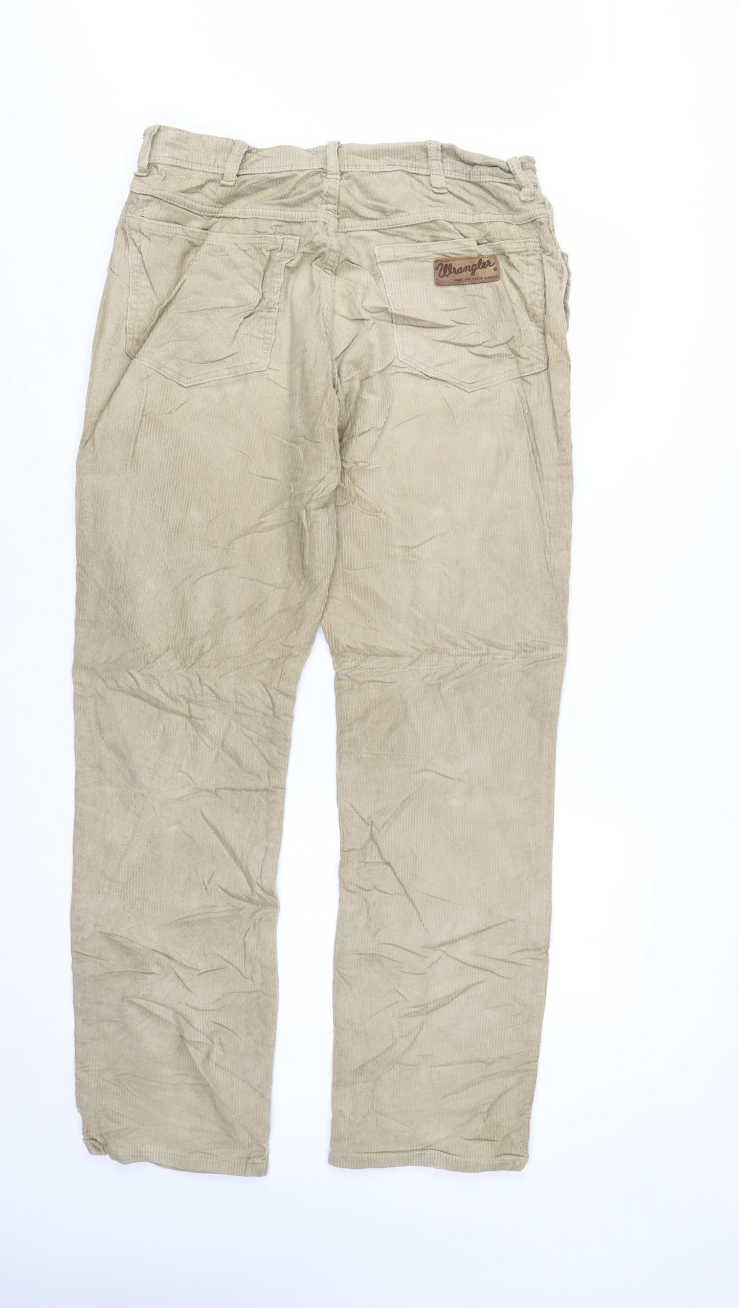 Wrangler Men Beige Texas Stretch Corduroy Chino Trousers W33 L34