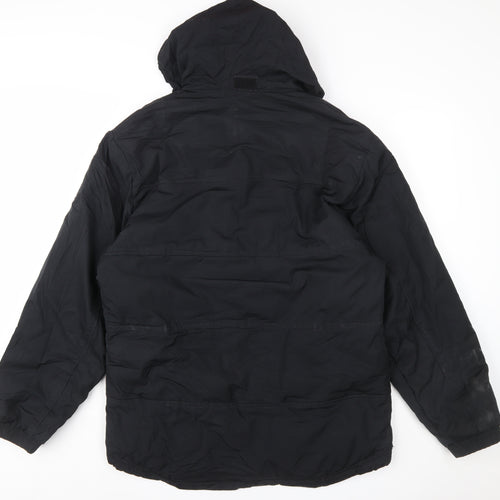 Reebok Men's Black Mid-Length Hooded Puffer Jacket Size M