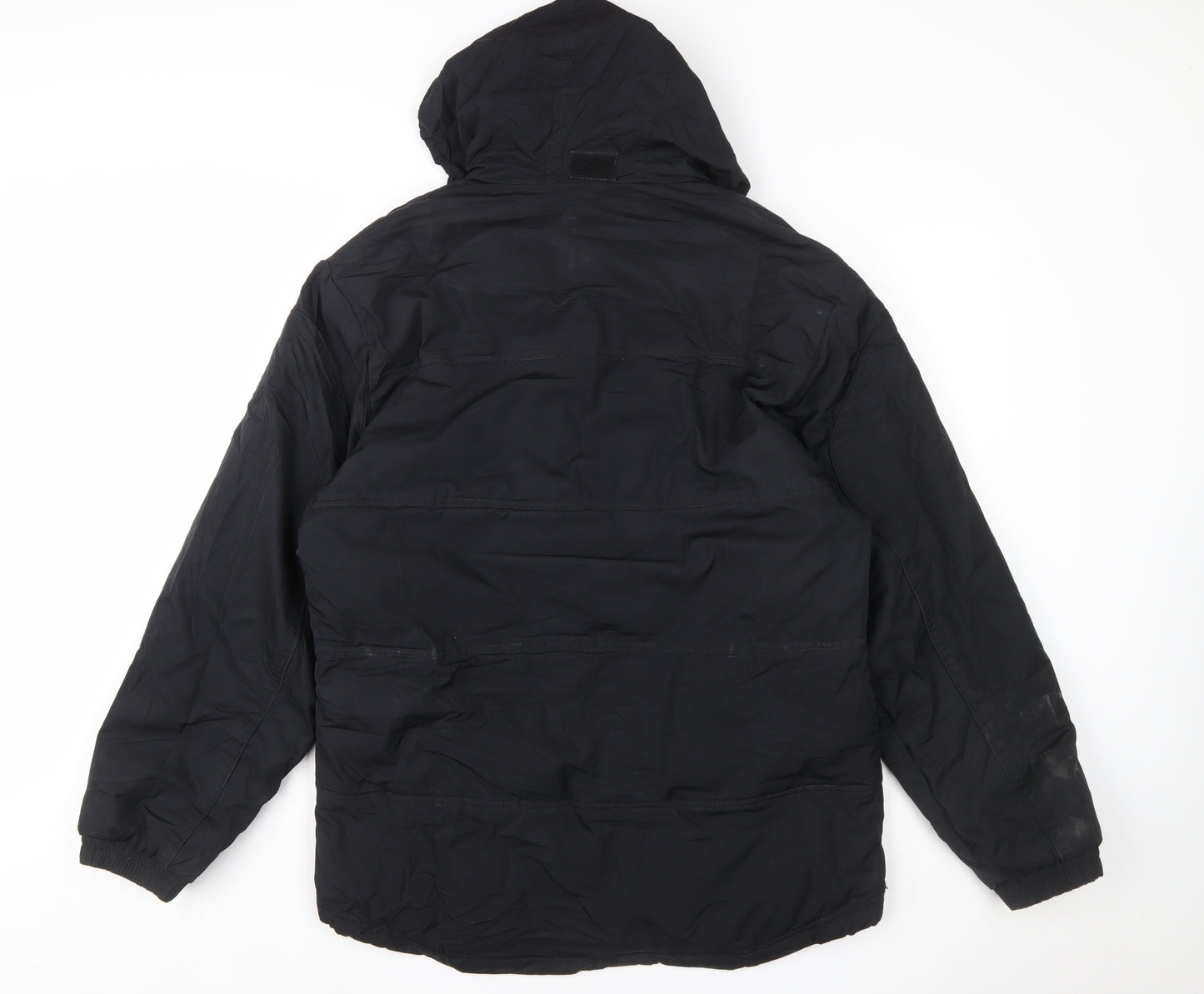 Reebok Men's Black Mid-Length Hooded Puffer Jacket Size M