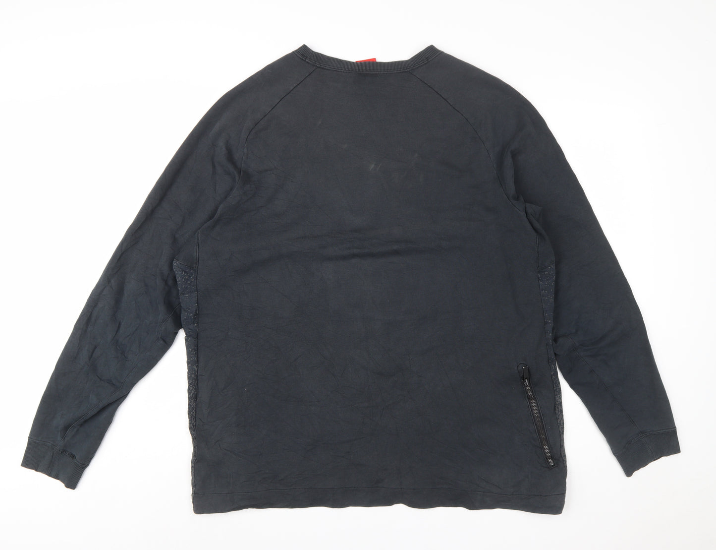 Nike Men's Black 2XL Pullover Crew Neck Sweatshirt with Zip Pocket