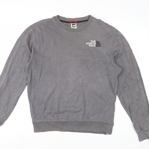The North Face Men's Grey Crew Neck Cotton Sweatshirt M Regular Fit
