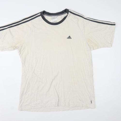 Adidas Men's White Crew Neck Short Sleeve Sports T-Shirt Size L