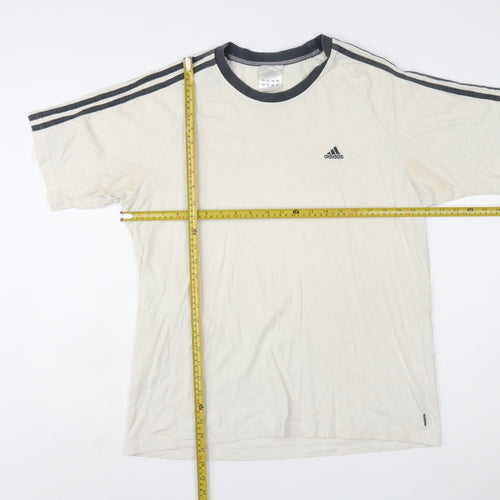 Adidas Men's White Crew Neck Short Sleeve Sports T-Shirt Size L