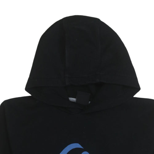 Quiksilver Teens Black Cotton Blend Pullover Hoodie with Blue Logo Size M