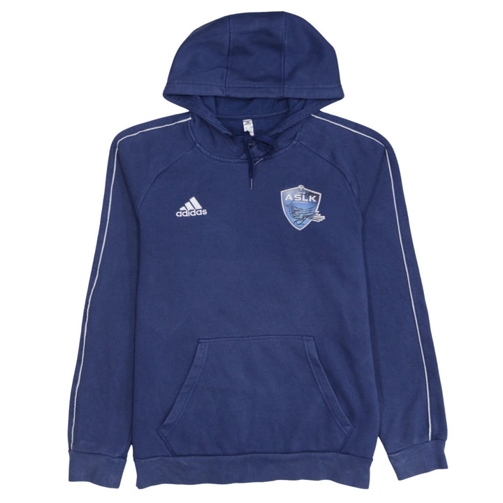 Adidas Men's Blue Pullover Hoodie Small Embroidered Sports Design