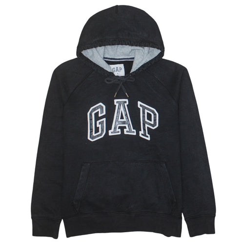 GAP Mens Black Pullover Hoodie Small Logo Cotton Classic Fit