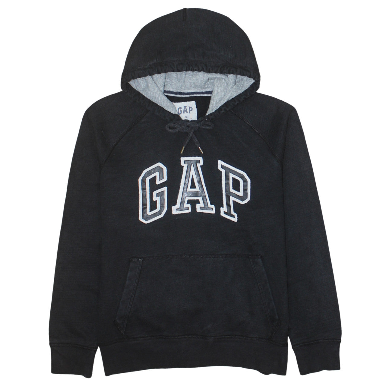 GAP Mens Black Pullover Hoodie Small Logo Cotton Classic Fit