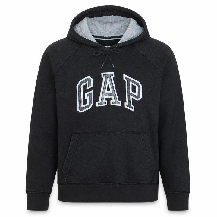 Gap Mens Black Pullover Hoodie Small Logo Cotton Classic Fit
