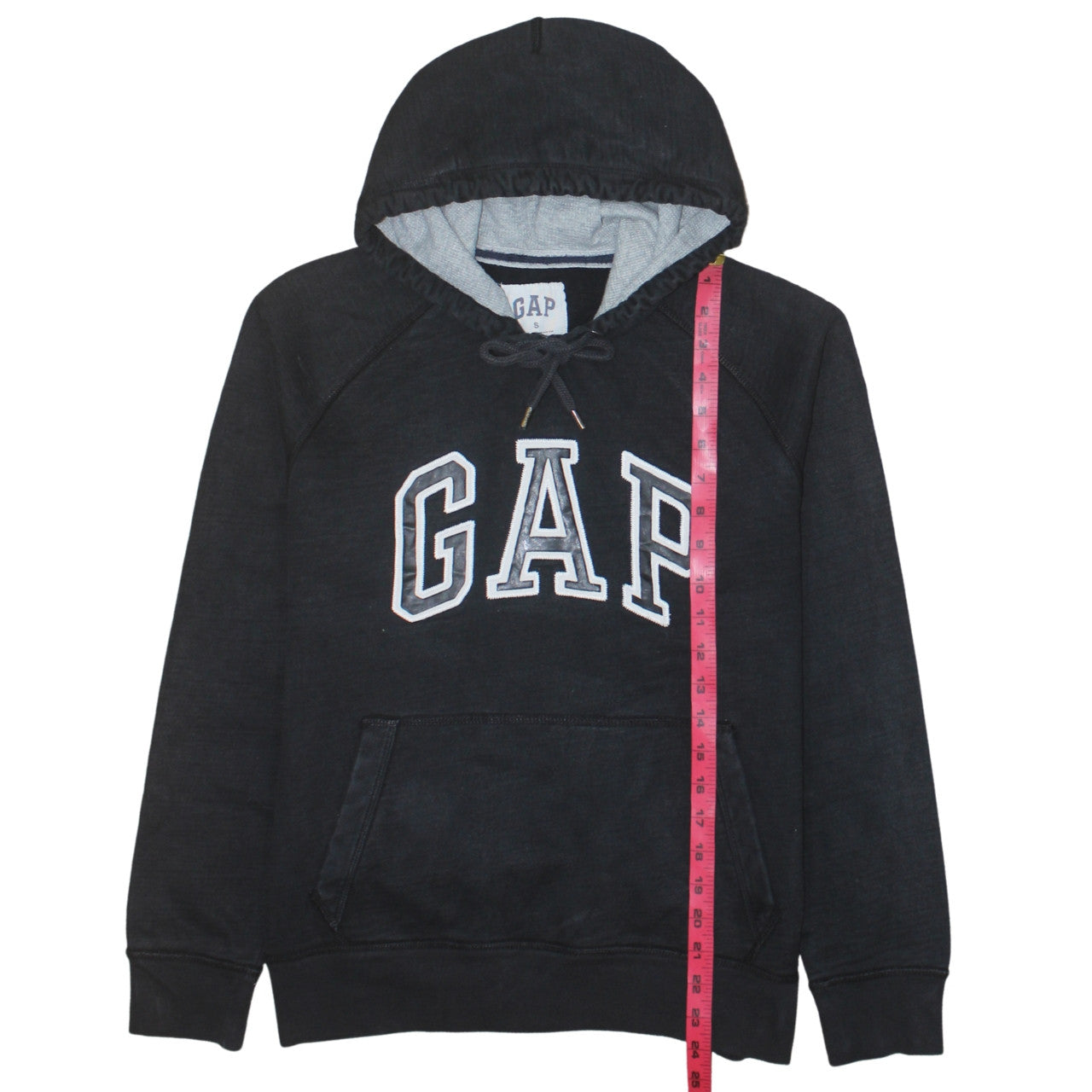 GAP Mens Black Pullover Hoodie Small Logo Cotton Classic Fit
