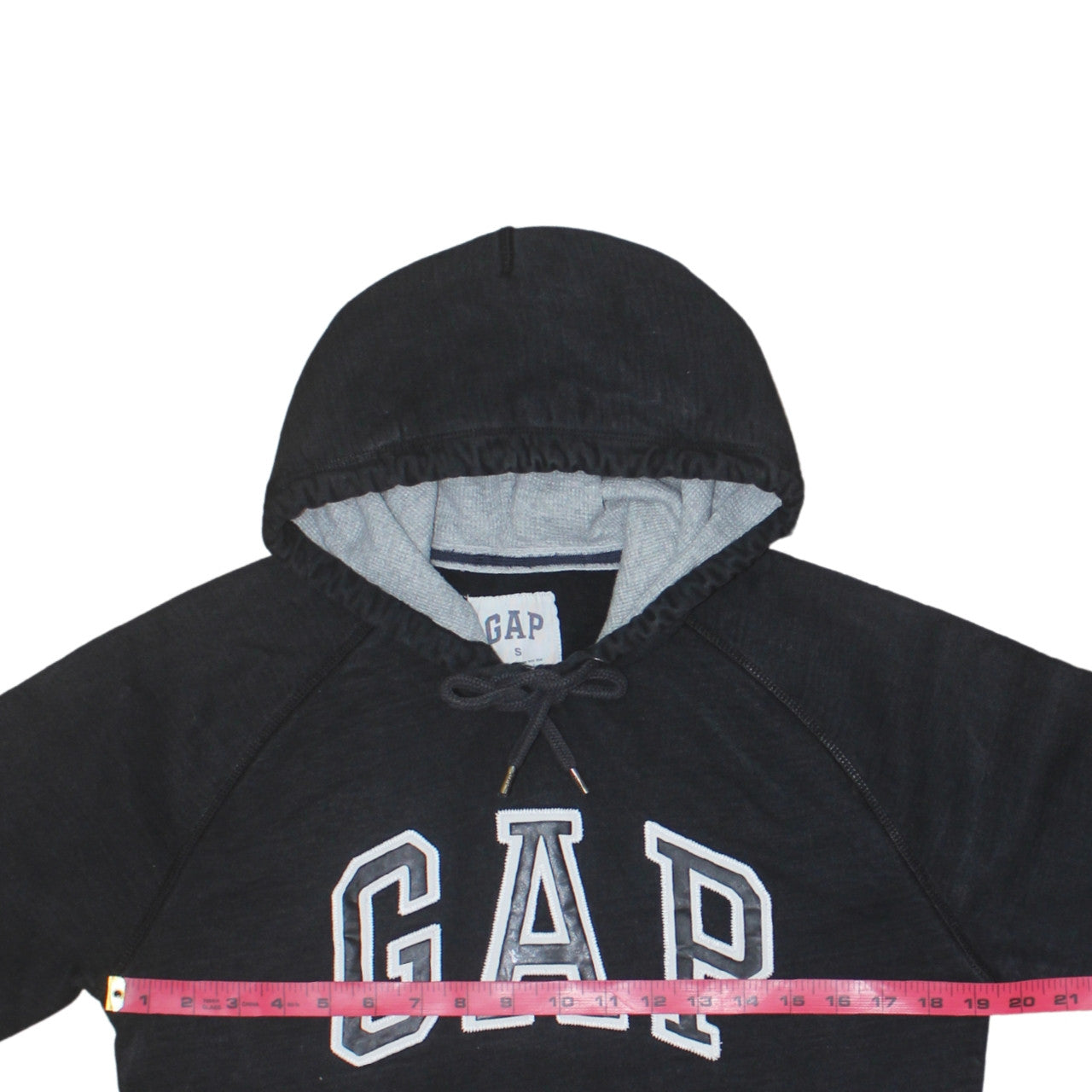 GAP Mens Black Pullover Hoodie Small Logo Cotton Classic Fit