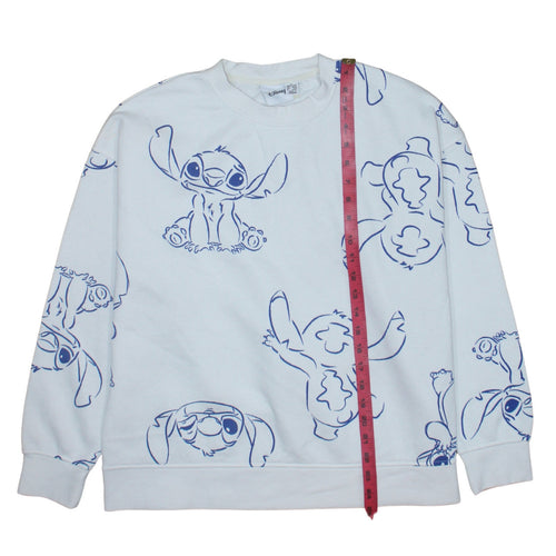 Disney Primark Women White Stitch Sweatshirt Medium 12/14 Relaxed Fit