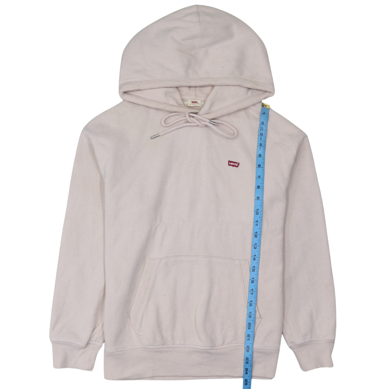 Levi's Men's Beige Pullover Hoodie Size M Logo Fleece Sweatshirt