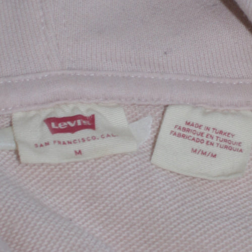 Levi's Men's Beige Pullover Hoodie Size M Logo Fleece Sweatshirt