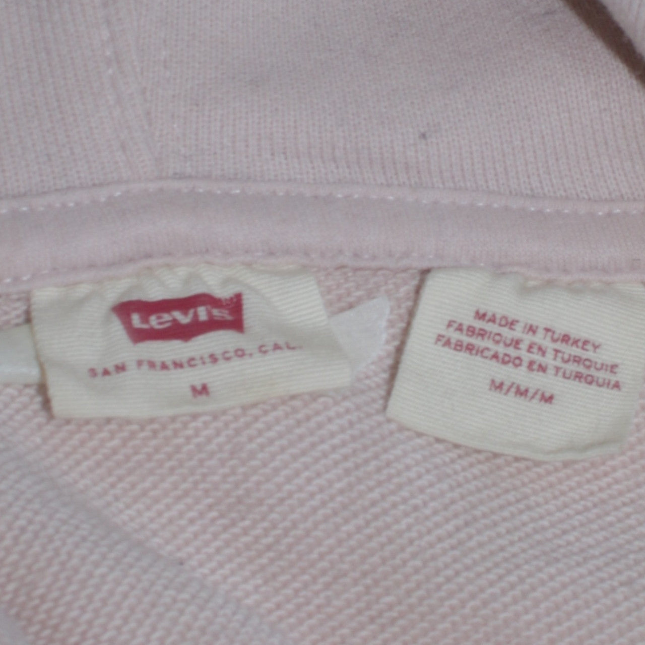 Levi's Men's Beige Pullover Hoodie Size M Logo Fleece Sweatshirt