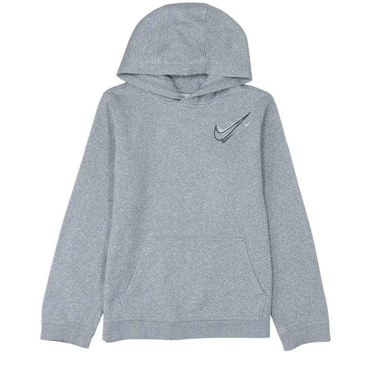 Nike Boys Grey XL Pullover Hoodie with Logo Print - Cotton Blend
