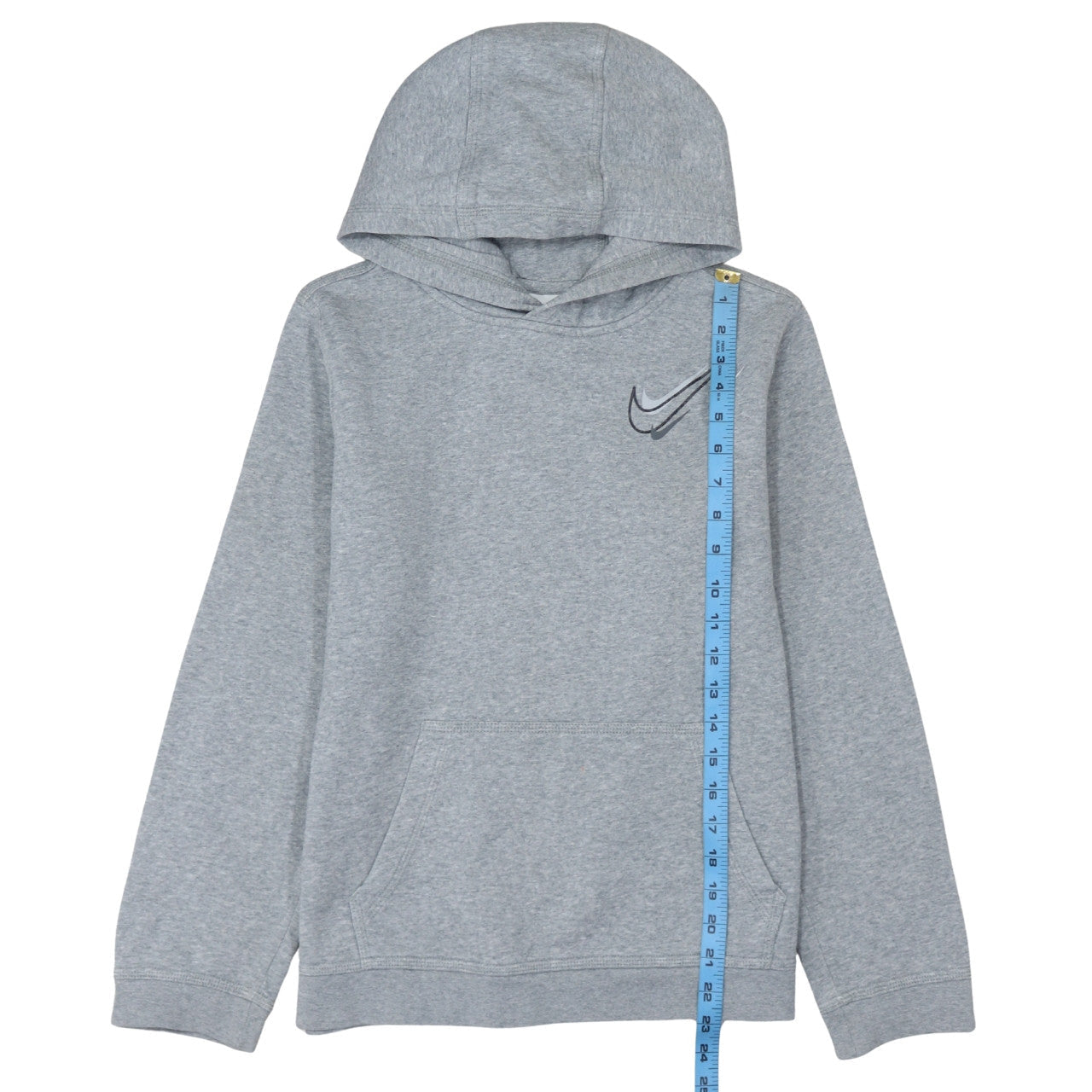 Nike Boys Grey XL Pullover Hoodie with Logo Print - Cotton Blend