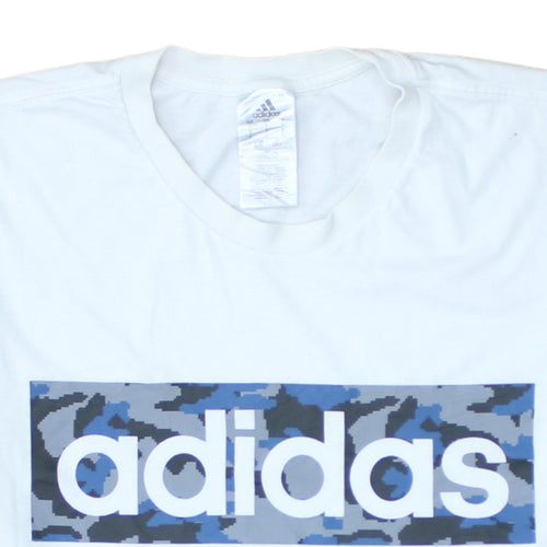 Adidas Men's White Large Graphic Logo Short Sleeve T-Shirt