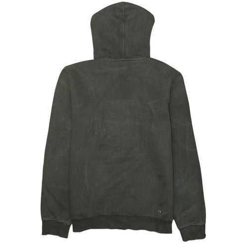 Napapijri Men's Grey Pullover Hoodie M Embroidered Logo Flag Design