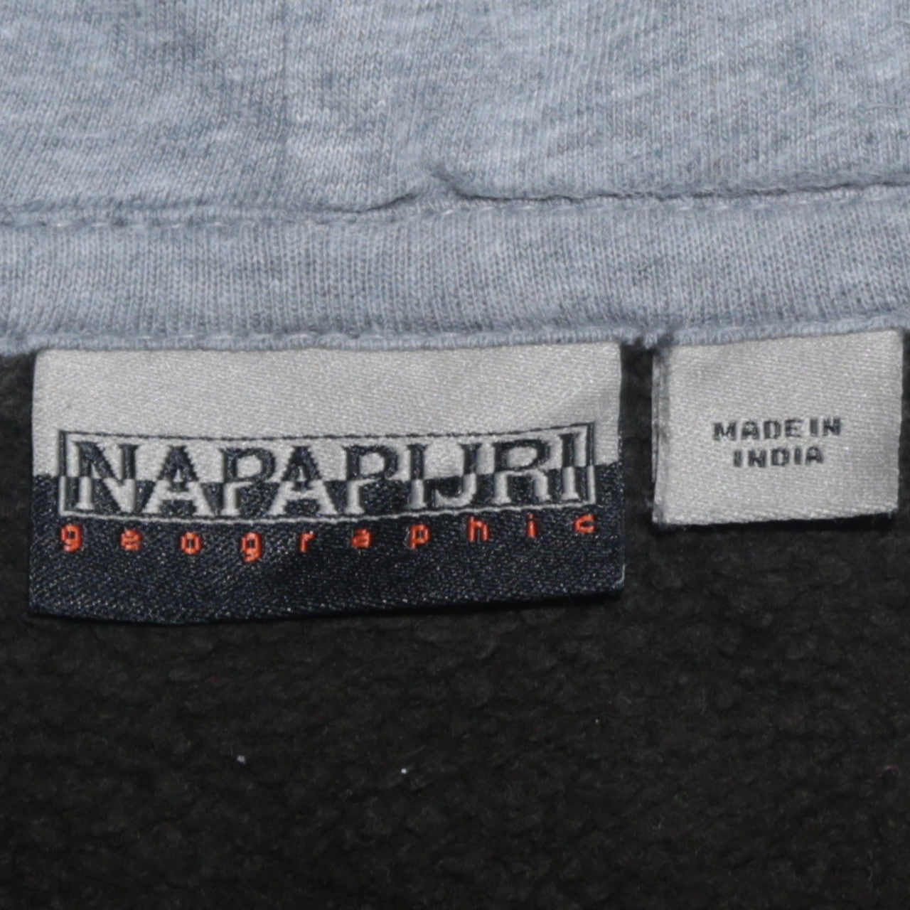 Napapijri Men's Grey Pullover Hoodie M Embroidered Logo Flag Design