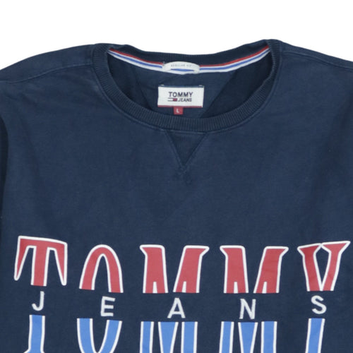 Tommy Jeans Mens Blue Logo Crew Neck Sweatshirt Size L