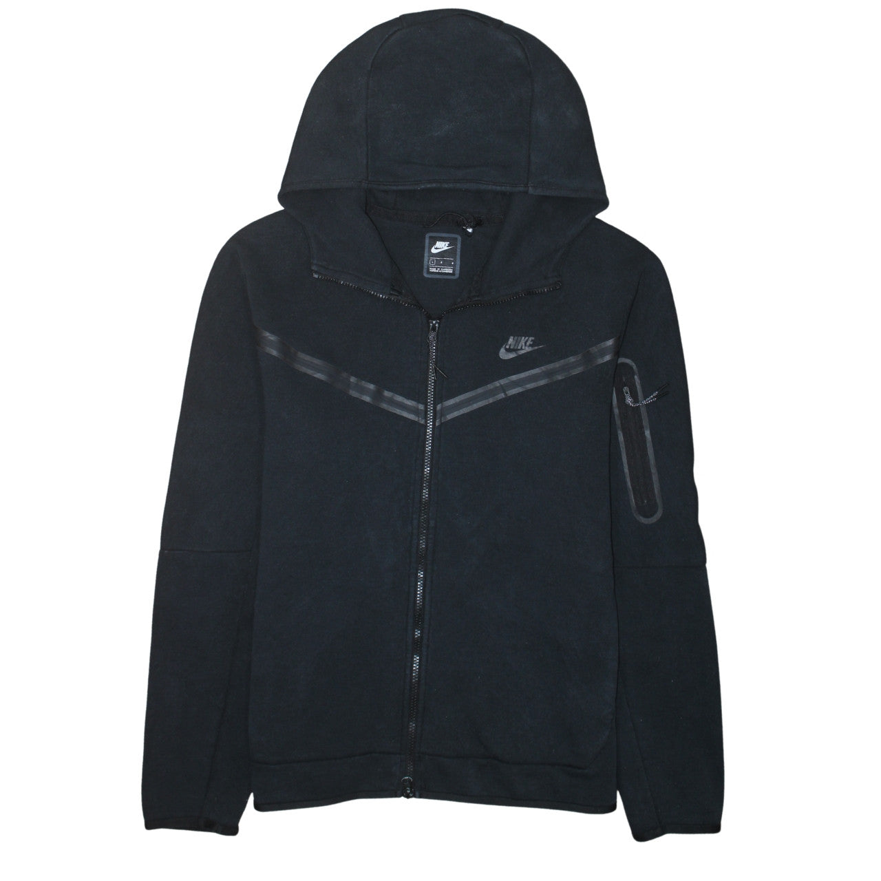 Nike Men's Black Full Zip Hoodie L Cotton Blend Sportswear