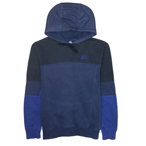 Nike Men's Blue Colour Block Pullover Hoodie XS