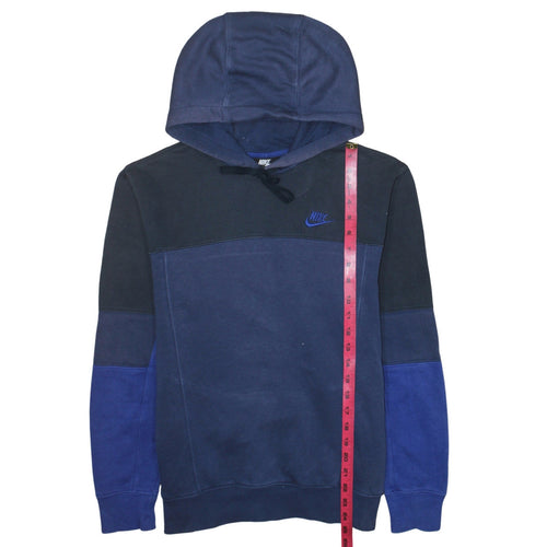 Nike Men's Blue Colour Block Pullover Hoodie XS